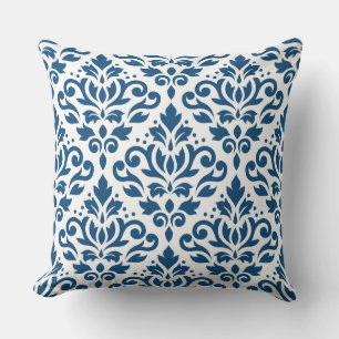 Cojín Decorativo Desplazar Damask Lg Ptn Dk Blue en blanco