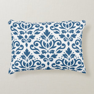 Cojín Decorativo Desplazar Damask Lg Ptn Dk Blue en blanco