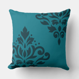 Cojín Decorativo Desplazar el arte Damask I oscuro a mitad de Verde