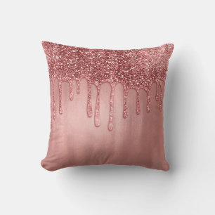 Cojín Decorativo Destellante en Rosa Dorado Brillante Goteo Bonito