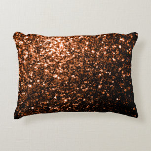 Cojín Decorativo Destellos de cobre falso bronce naranja marrón