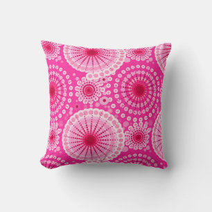 Cojín Decorativo Destellos y molinetes, rosa fucsia y marrón