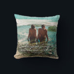 Cojín Decorativo Destino de script blanco de luna de miel de boda<br><div class="desc">Design presenta un guión de caligrafía romántica en blanco con la frase "Nuestro viaje de luna de miel a:". Fácilmente personalizar con destino y fecha. Un regalo ideal para bodas,  manténgase en paz y con amigos especiales.</div>