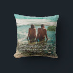 Cojín Decorativo Destino de script blanco de luna de miel de boda<br><div class="desc">Design presenta un guión de caligrafía romántica en blanco con la frase "Nuestro viaje de luna de miel a:". Fácilmente personalizar con destino y fecha. Un regalo ideal para bodas,  manténgase en paz y con amigos especiales.</div>