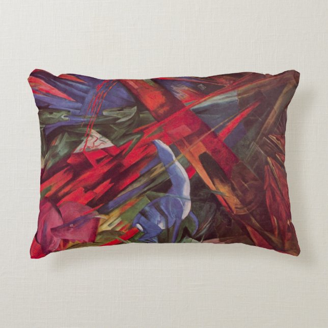 Cojín Decorativo Destinos animales por Franz Marc, arte de cubismo  (Anverso)