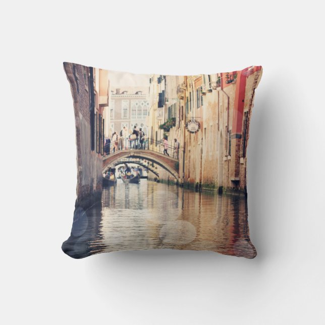 Cojín Decorativo Destinos | Fotografía góndolas de Venecia (Anverso)