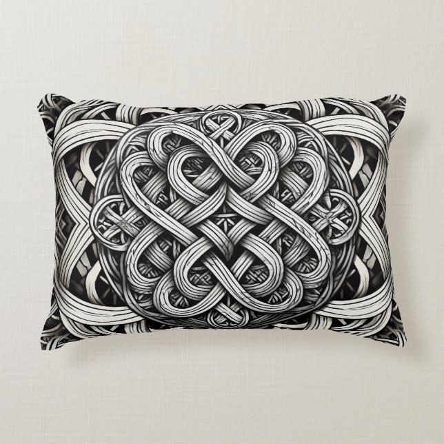 Cojín Decorativo Detaillierte Schwarz-Weißer keltischer Knoten 0001 (Anverso)