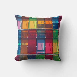 Cojín Decorativo Detalle de edificios comerciales multicolores