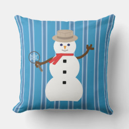 Cojín Decorativo Detective de Snowman azul divertido y divertido