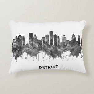 Cojín Decorativo Detroit Michigan Skyline BW