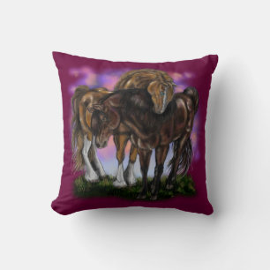 Cojín Decorativo Devoción equina~caballos al atardecer lanzan almoh