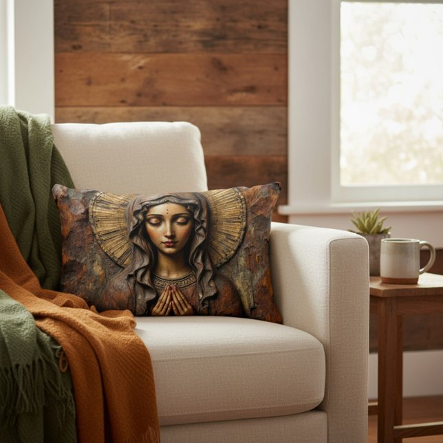 Cojín Decorativo Devoción Tallada Madera María (Subido por el creador)