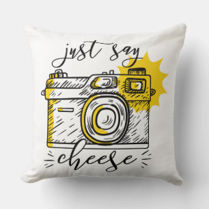 Cojín Decorativo "Di Queso" Cámara Retro Fotógrafo Fotografía