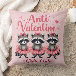 Cojín Decorativo Día Anti San Valentín Mapache Divertido Lindo Kawa