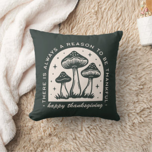 Cojín Decorativo Día de Acción de Gracias bosque de hongos verde co