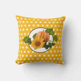 Cojín Decorativo Día de Acción de Gracias con girasoles y calabazas