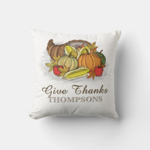 Cojín Decorativo Día de Acción de Gracias Cornucopia de Otoño Perso