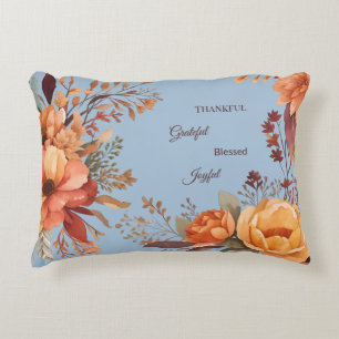 Cojín Decorativo Día de Acción de Gracias Floral Bendito Agradecido