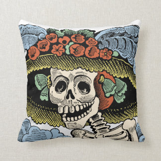Cojín Decorativo Día de Catrina del vintage del esqueleto muerto