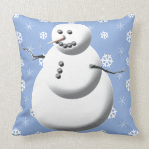 Cojín Decorativo Día de fiesta azul claro y blanco del muñeco de