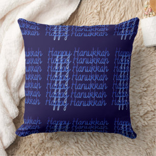 Cojín Decorativo Día de fiesta judío religioso feliz de Jánuca azul