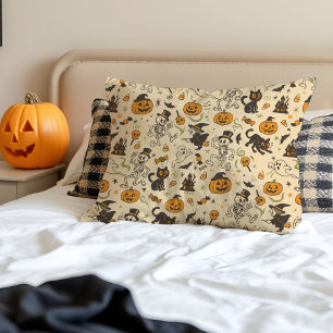 Cojín Decorativo Día de Halloween Vintage Esqueletos Bailando Caric