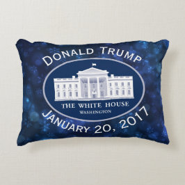 Cojín Decorativo Día de Inauguración de Donald Trump y Casa Blanca