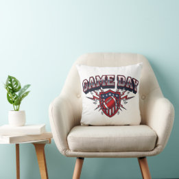 Cojín Decorativo Día de Juego Fútbol Americano Escudo Patriótico De