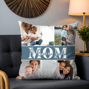 Cojín Decorativo Día de la Madre 4 Collage de Fotos Te Quiero Mamá