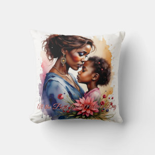 Cojín Decorativo Día de la Madre Arte de Amor Acuarela Africana