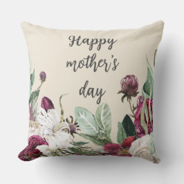 Cojín Decorativo Día de la madre Botánico con antecedentes rosados