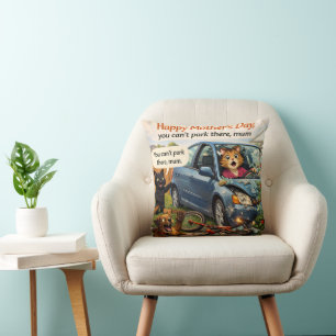 Cojín Decorativo Día de la Madre divertido gato choque de coche no 