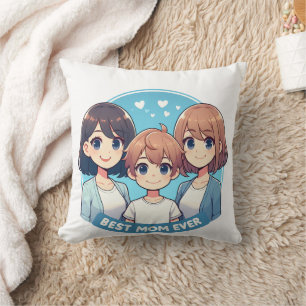 Cojín Decorativo Día de la Madre - Dos madres y su hijo