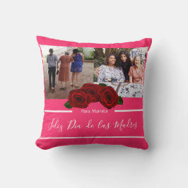 Cojín Decorativo Día de la Madre español de rosas rojas feliz Día d