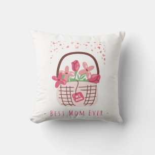 Cojín Decorativo Día de la Madre, Mejor Mamá del Mundo, con Flor He