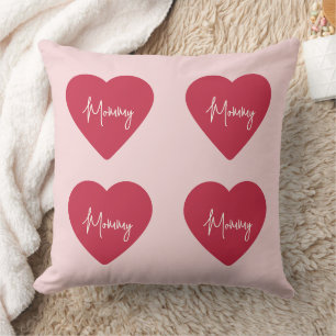 Cojín Decorativo Día de la Madre personalizado - Corazón rosa y roj