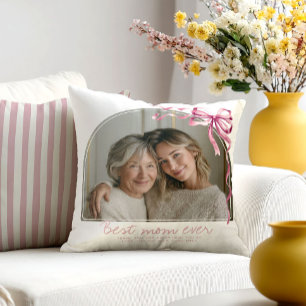 Cojín Decorativo Día de la Madre Personalizado Mejor Mamá Arco Rosa