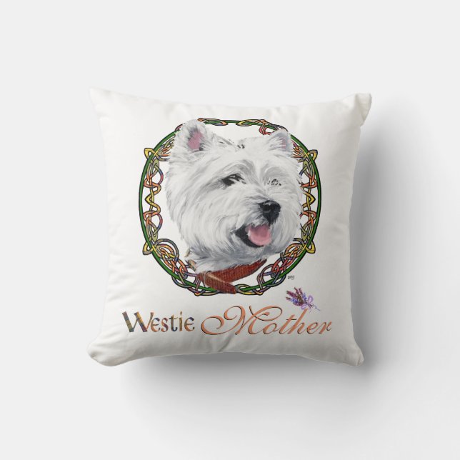 Cojín Decorativo Día de la Madre Westie (Anverso)