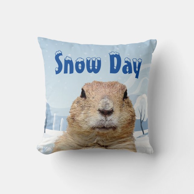 Cojín Decorativo Día de la Nieve en Groundhog (Anverso)