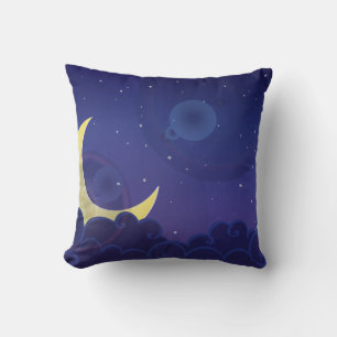 Cojín Decorativo Día de la noche luna de la noche azul