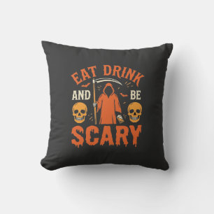 Cojín Decorativo Día de las Brujas Come Bebe Sé Espantoso Diseño de