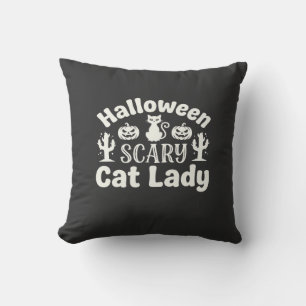 Cojín Decorativo Día de las Brujas Señora Gato Espantoso_1