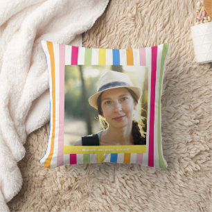 Cojín Decorativo Día de las madres mejor mamá moderna foto colorida