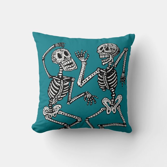 Cojín Decorativo ¡Día de los esqueletos muertos del baile - (Anverso)
