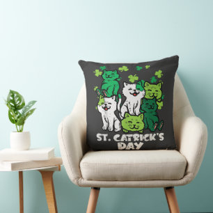 Cojín Decorativo Día de los Gatos de San Patricio Gatos del Día de 