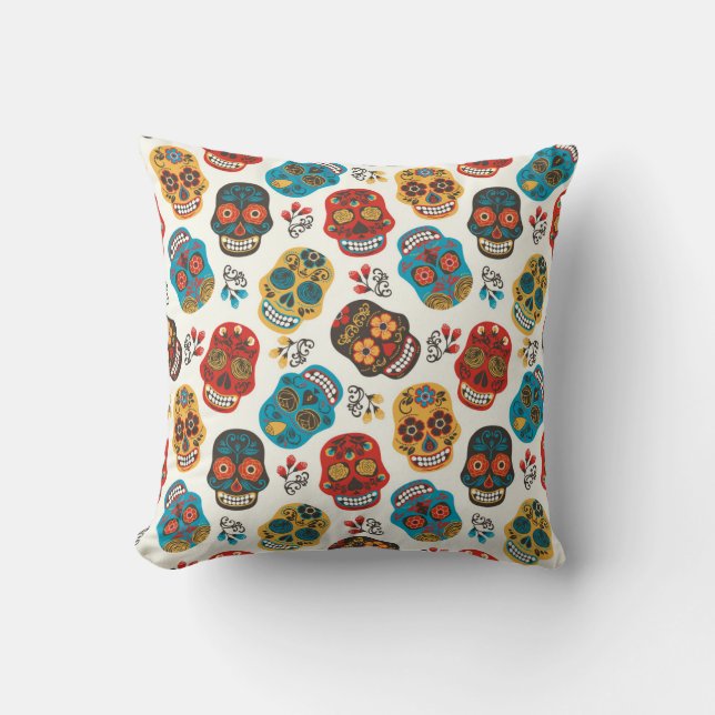 Cojín Decorativo Día de Muertos, sin fisuras. (Anverso)