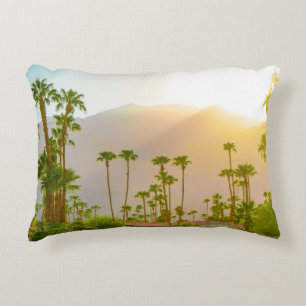 Cojín Decorativo Día de puesta de sol de Palm Springs con montañas 