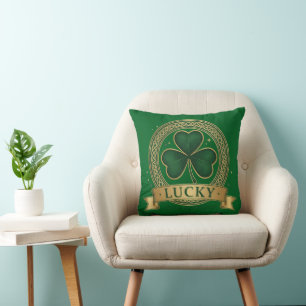 Cojín Decorativo Día de San Patricio Afortunado Trébol Irlandés 