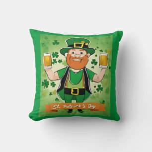 Cojín Decorativo Día de San Patricio Cerveza de doble puño leprecha