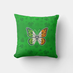 Cojín Decorativo Día de San Patricio mariposa irlandesa